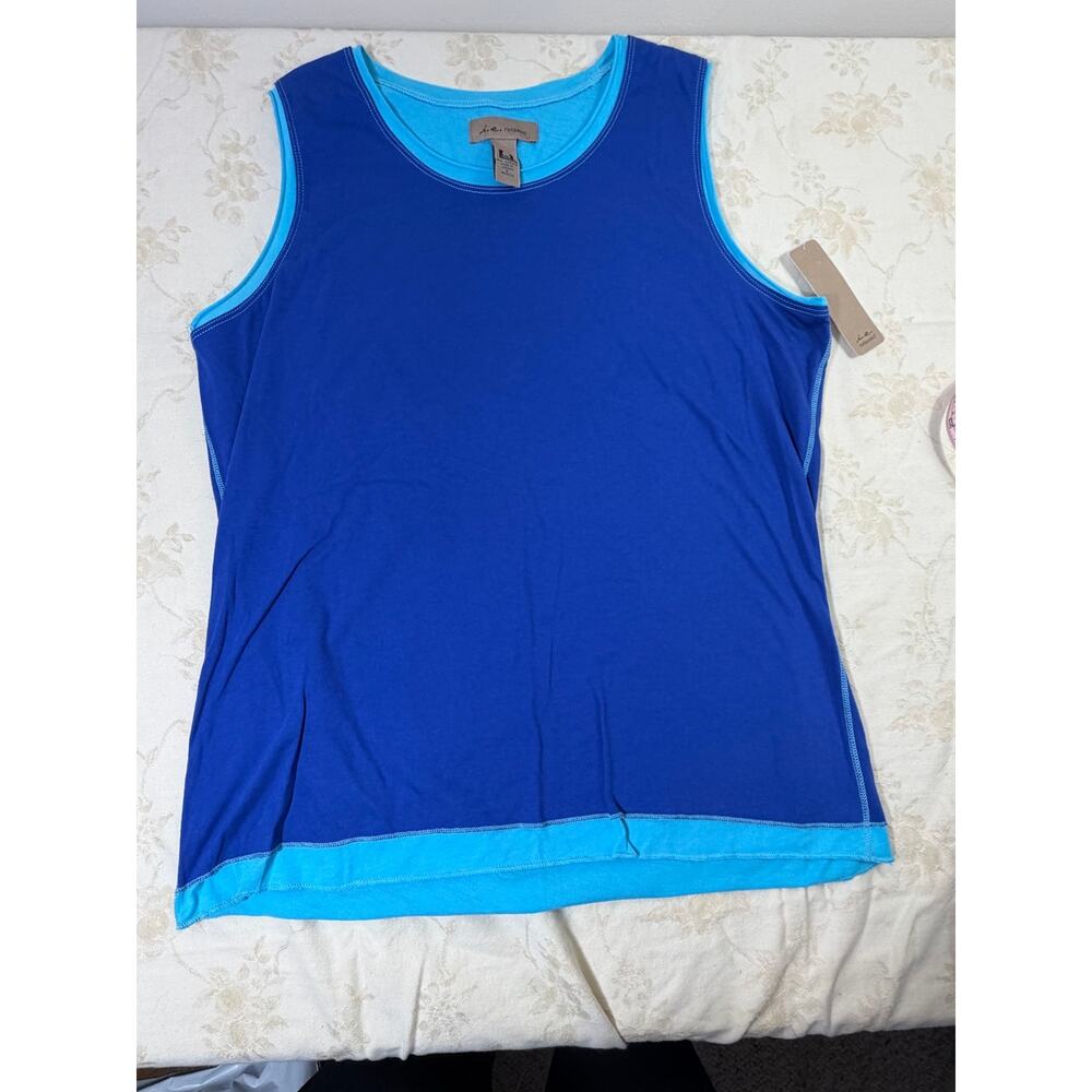 NWT I.E. Relaxed Womens Lg Royal Blue Turquoise Colorblock Sleeveless Tank Top
